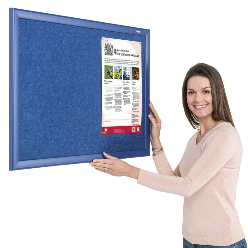 Contrast Wall Mounted Bulletin Board, Blue, 60cm H x 90cm W