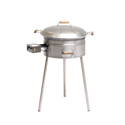 2-tlg. Wok-Set aus Edelstahl mit Deckel