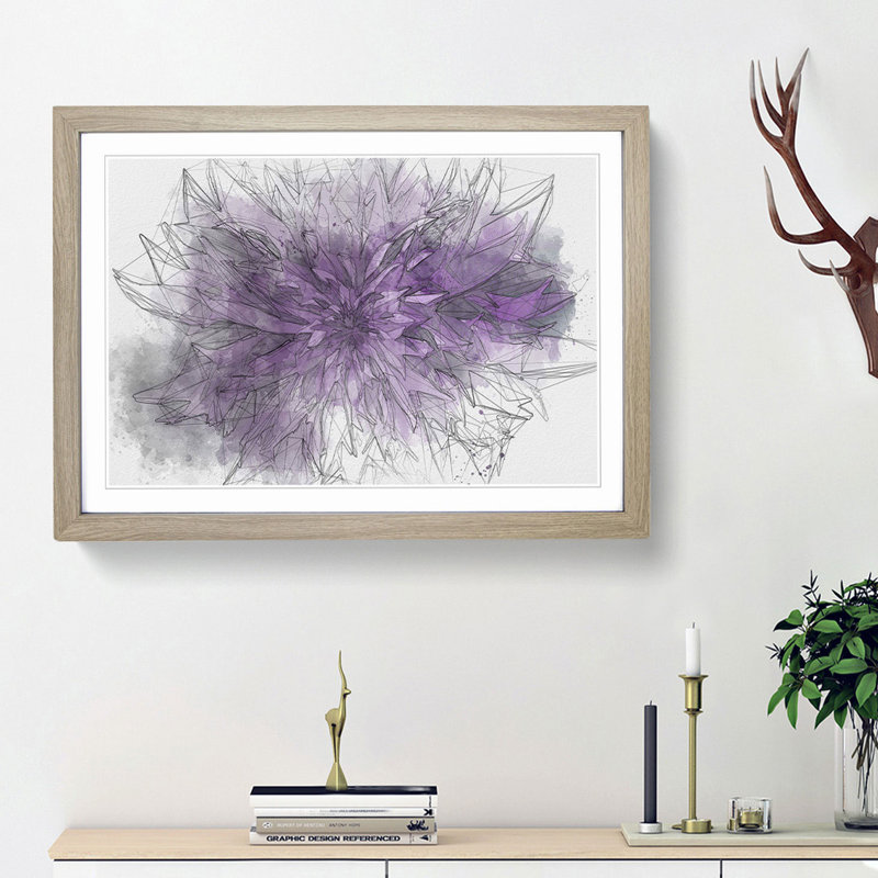 Striking Purple Flower in Abstract - Framed Print, Oak Framed, 62cm H x 87cm W x 2cm D