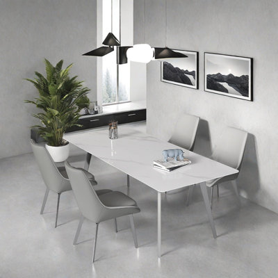 Minimalist Modern Rock Plate Dining Table Sets.