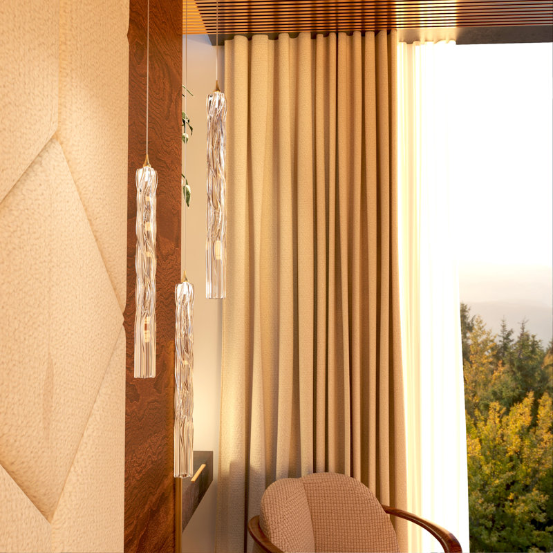 Crystal Falls 3 - Light Cluster Cylinder Pendant, Brass