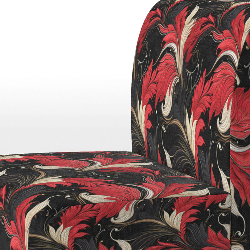 Fauteuil de chambre Red, Balck & Glod Hollywood Glam Floral Motif II - rembourré Cottage