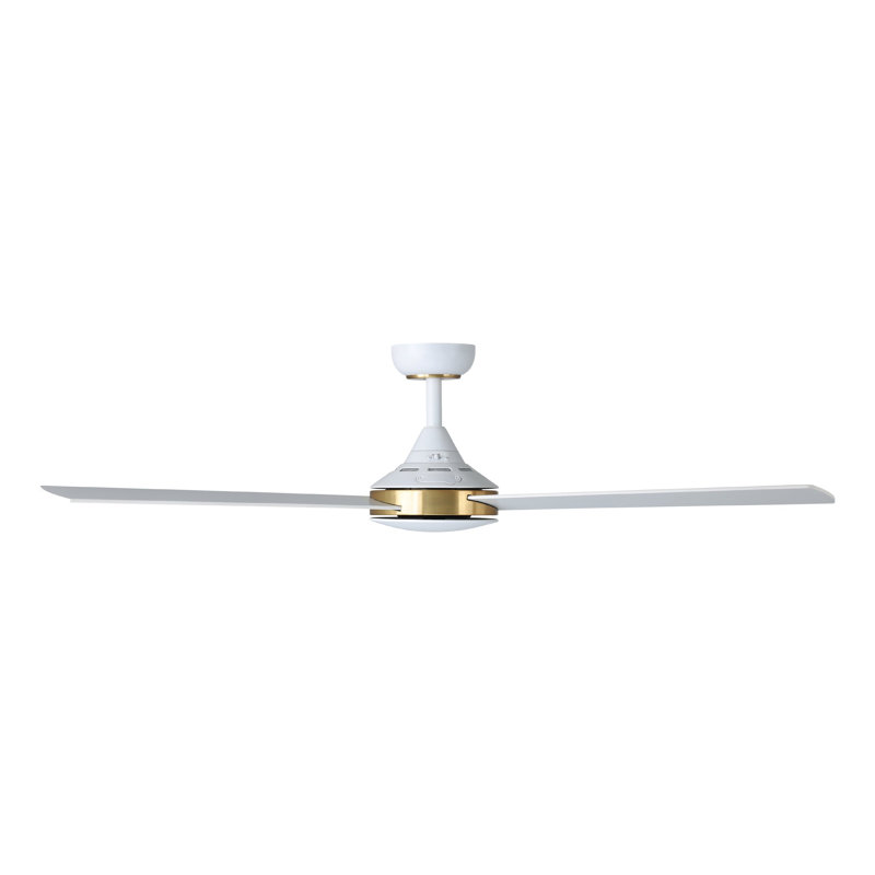 Wodina White 52 inch Ceiling Fan, Satin Brass, White