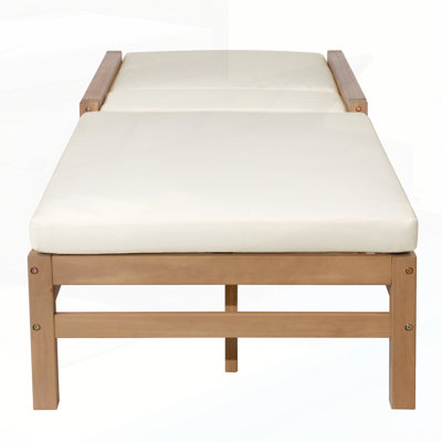 5-Position Adjustable Outdoor Chaise Lounge, Solid Wood Patio Recliner With Thick Cushions For Pool, Balcony & Garden