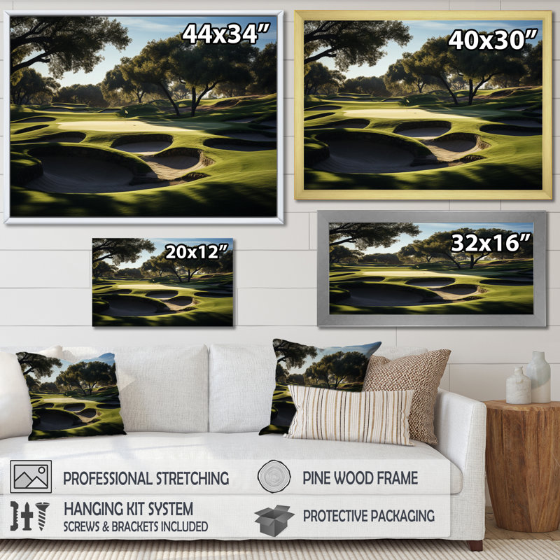 Golf Precision Putt I - Imprimé, H 16 po x l 32 po x P 1 po, Cadre photo noir