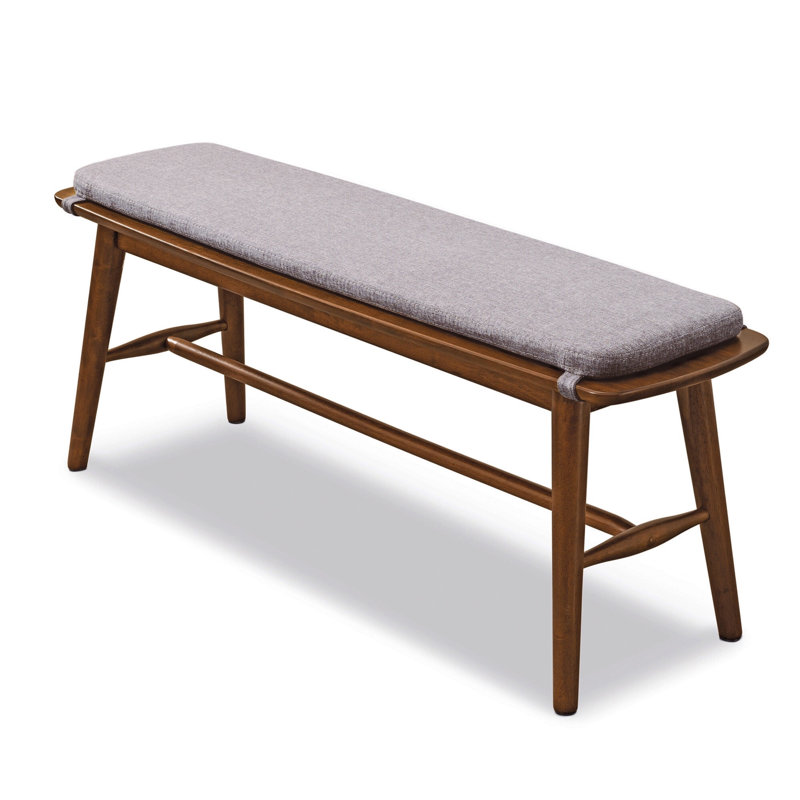 Mayers Cotton Upholstered Bench, 17.32" H x 47.24" W x 13.37" D, Walnut