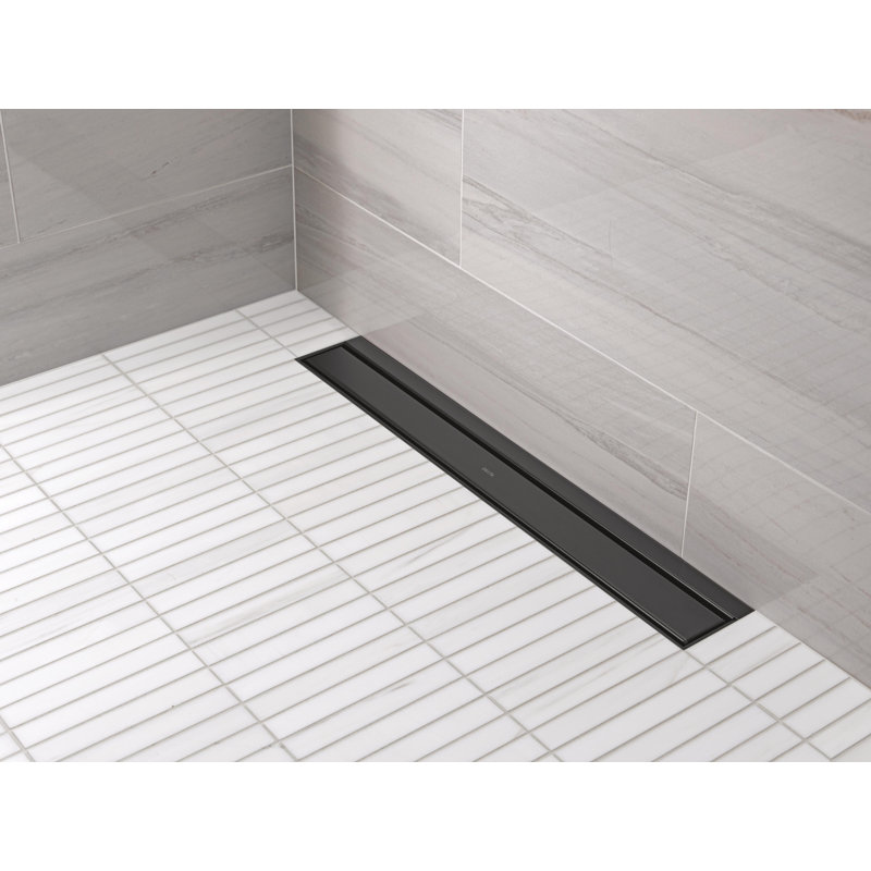 24" Reversible Linear Shower Drain Trim, Matte Black