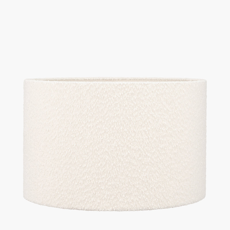 Drum Boucle Lamp Shade, White, 29cm H x 45cm W x 45cm D