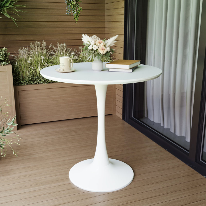 Table de salle à manger ronde 31,5 po blanche, style tulipe Mid-Century, base piédestal, plateau 31,5 po Century, cuisine, coin café