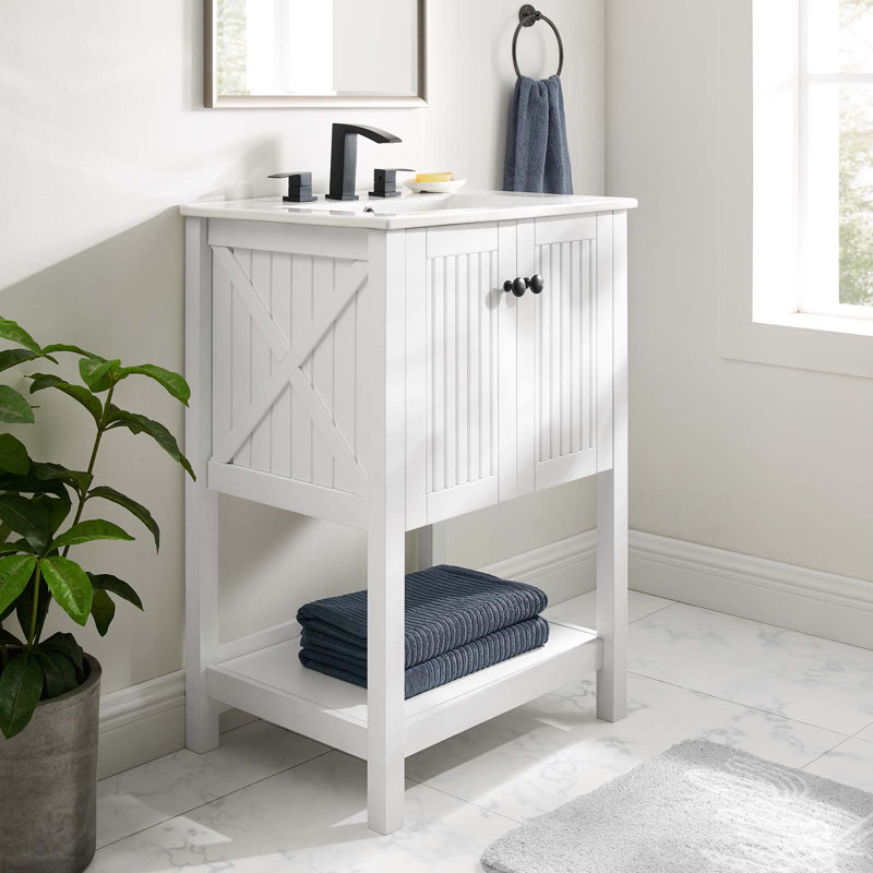 Meuble-lavabo à vapeur 24 po, Blanc