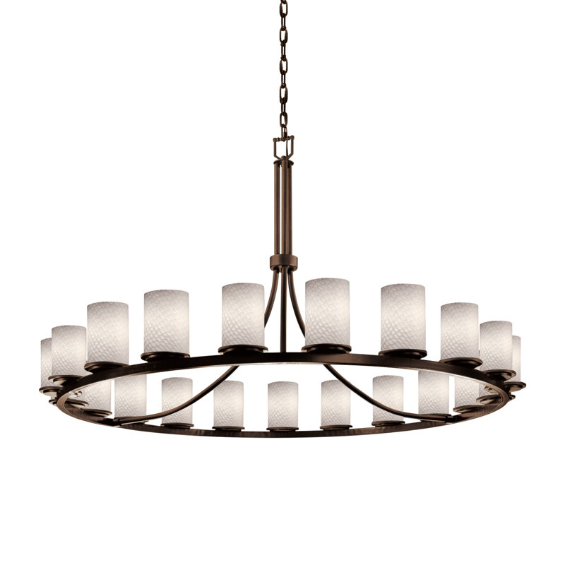 Lustre 21 lumières fusion Dakota, Tissage, Bronze foncé