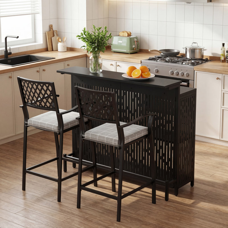 Kozyard Home Bar Unit with Storage Cabinet and Shelves, Black Indoor Bar Cabinet for Kitchen, Dining Room, Living Room, Home Bar Furniture