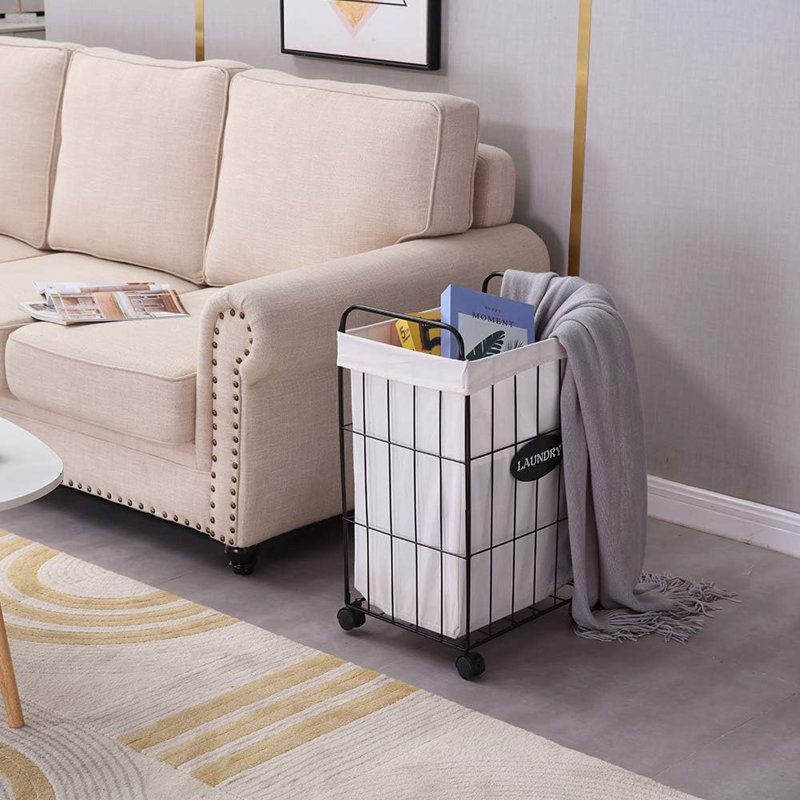 Collapsible Rolling Iron Wire Laundry Hamper