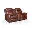 Cheyenne Dual Power Console Lay Flat Leather Loveseat, Saddle