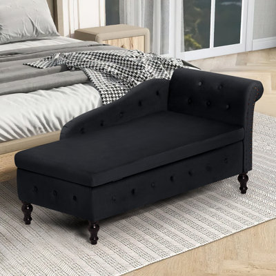 Velvet Right Arm Chaise Lounge Chair With Storage Space