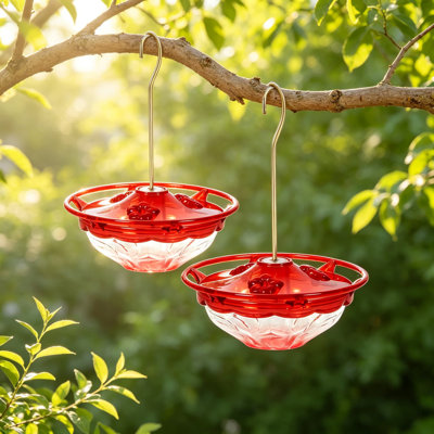 Mini HummBlossom Hummingbird Feeder with Three Flower Feeding Ports and Durable Polycarbonate Reservoir, Made in USA (Set of Two)