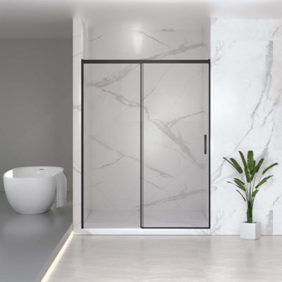 Semi-Frameless Sliding Shower Door, 1/4" (6Mm) Clear SGCC Tempered Glassed, Adjustable Width – No Cutting Required