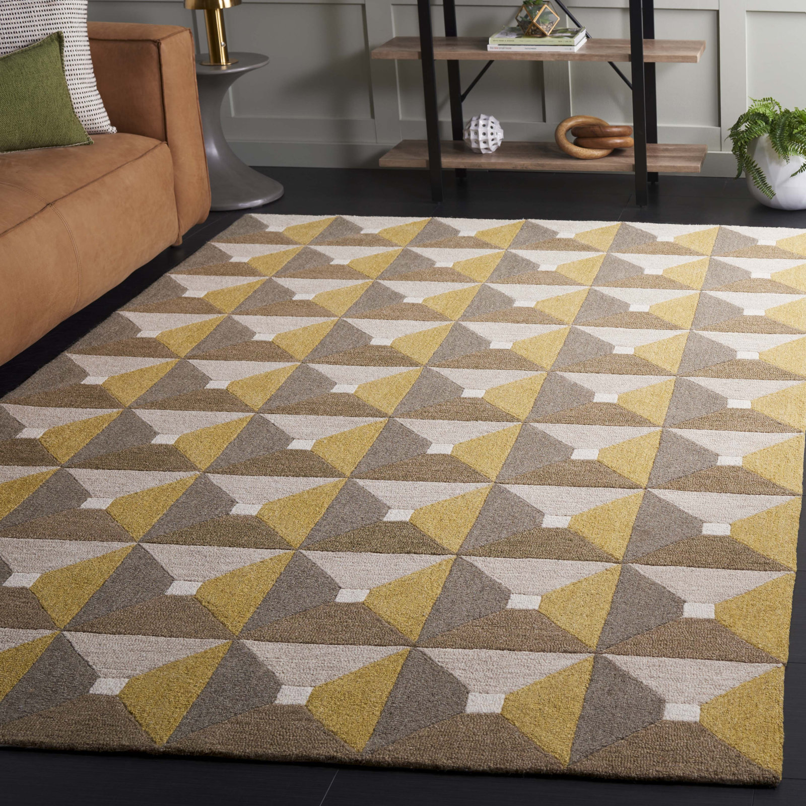 Gilderoy Gold Gray Hand-Tufted Wool Rug, Rectangle 8' x 10'