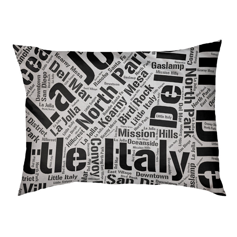 Coussin de chien « districts », Moyen (H 9,5 po x l 28 po x P 18 po), Noir, San Diego