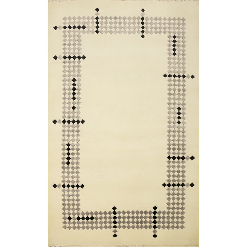 Tapis népalais géométrique moderne 4 x 6