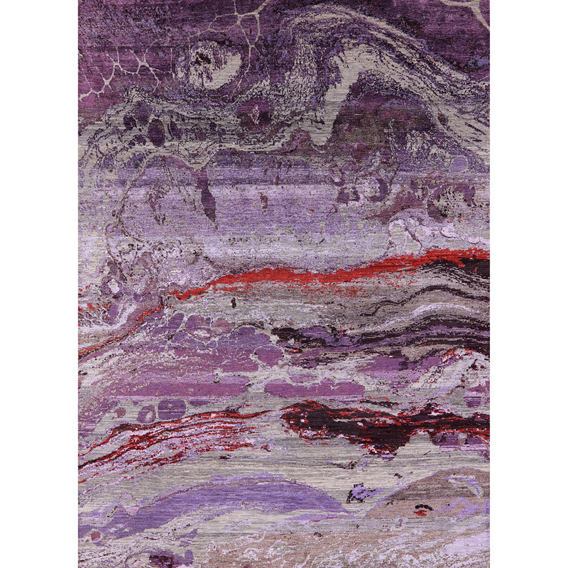 Tapis mauve / rouge / gris Buckholts, Rond 7 pi