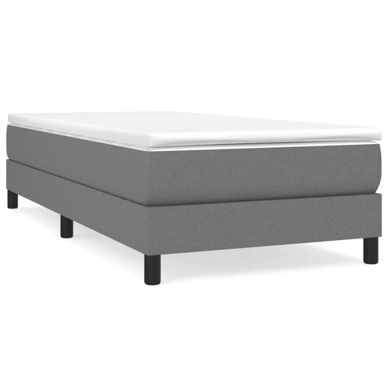 Structure de lit 100% polyester gris foncé avec contreplaqué et lit plateforme tapissier en bois d'ingénierie, Gris foncé