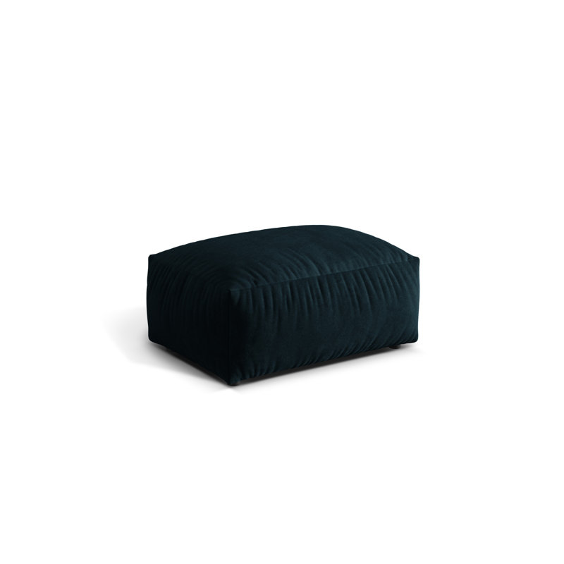 Carlens 65cm Wide Velvet Solid Colour Pouffe Ottoman, Deep Petrol