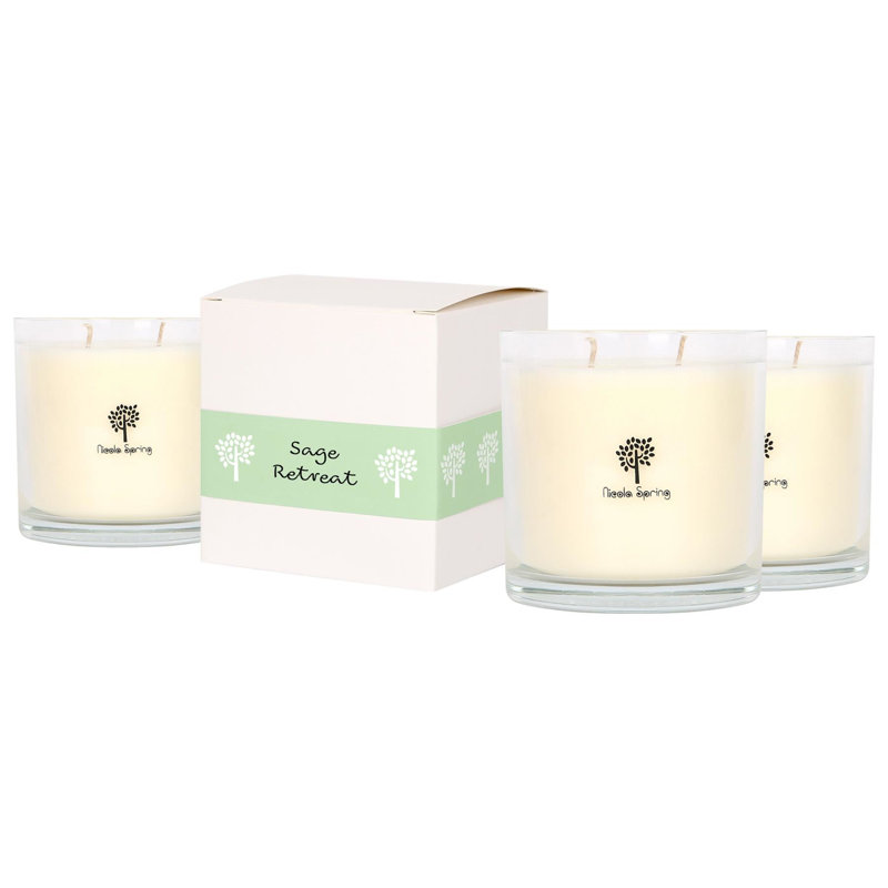 Nicola Spring Sage Retreat Soy Wax Candle, 400g, Pack of 3