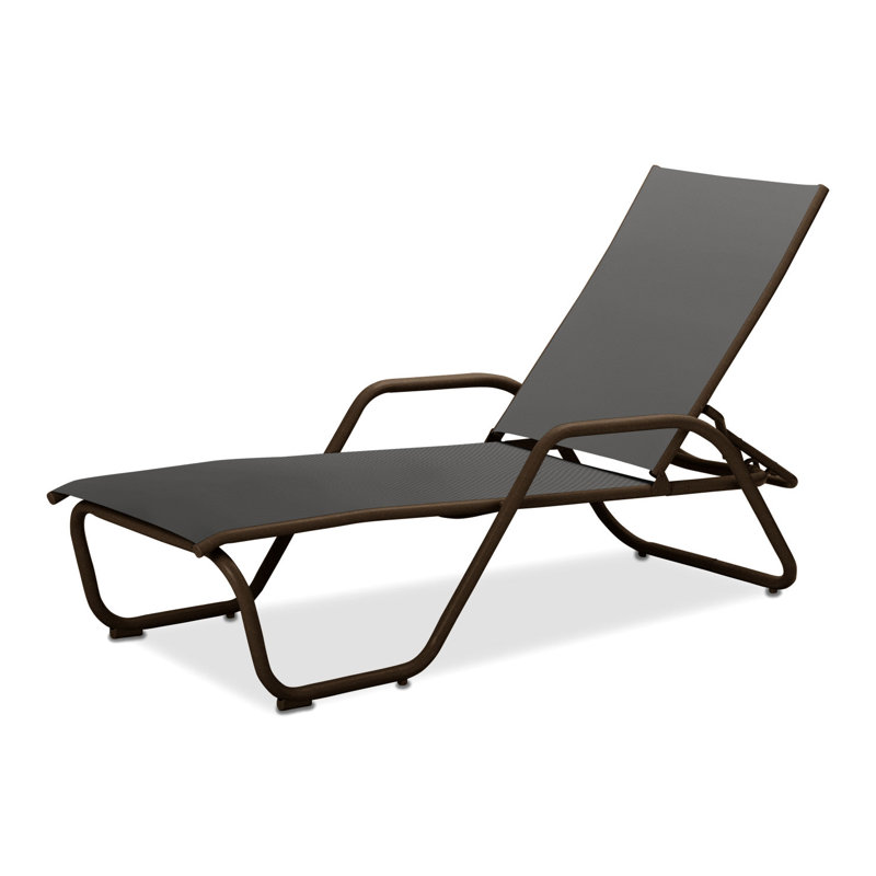 Outdoor Rust-Resistant Metal Chaise Lounge, Titanium Sunbrella®, Textured Kona