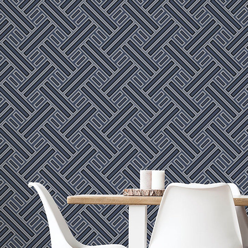 Geometrix 10m x 52.8cm Satin Wallpaper Roll, Blue