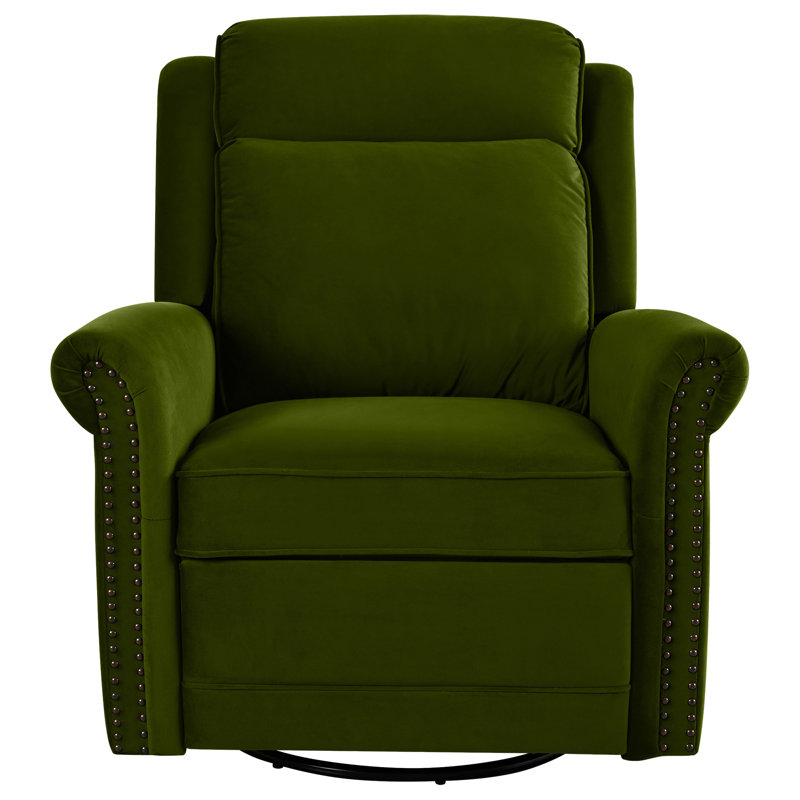 360° Swivel Recliner Manual Rocking Recliner Home Theater Manual Recliner Chair Nursery Rocker With Adjustable Backrest For Living Room, Green