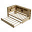 Lit de jour simple en bois avec tablettes de rangement, USB et lit gigogne-1110484672
