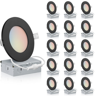 4'' Selectable Color Temperature Dimmable Air-Tight IC Rated LED Canless Recessed Lighting Kit