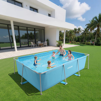 Steel Frame Above Ground Swimming Pool 118 x 78 x 30 in Rectangular Blue