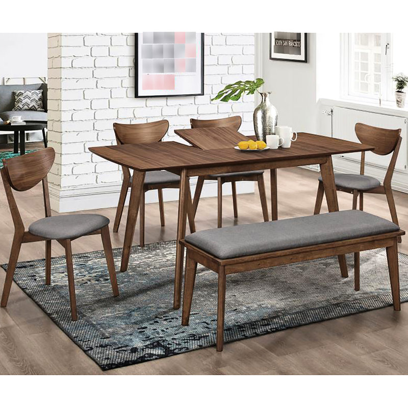 Table rectangulaire en noyer naturel pour une salle à manger moderne de style Mid-Century
