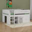 Lit mezzanine double avec armoire de rangement et tableau noir-120473627