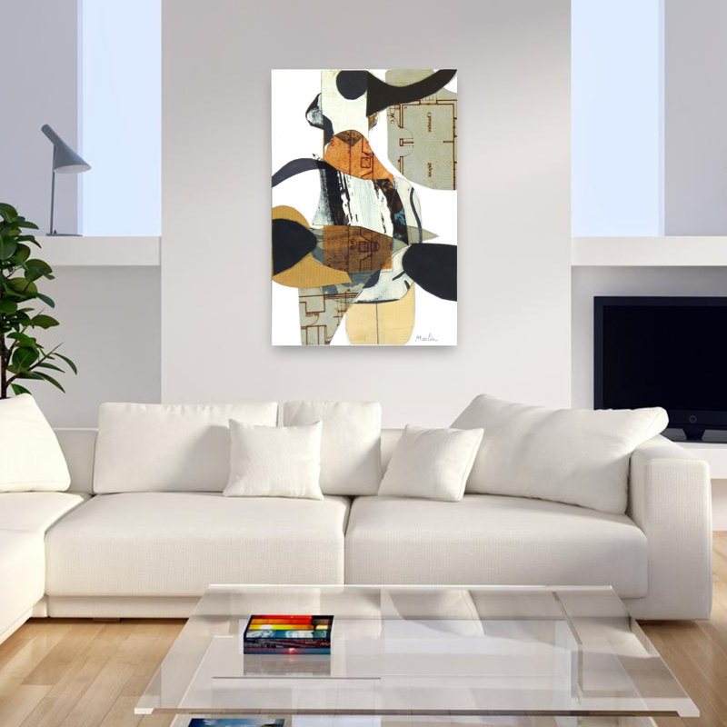Art mural abstrait abstrait géométrique contemporain, H 48 po x l 32 po