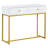 Modern console table with two storage drawers & stripe design, sleek entryway sofa table for living room & hallway, white