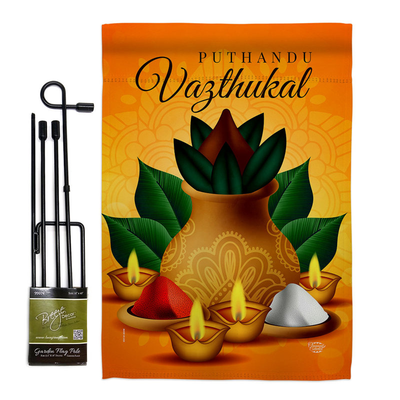 Ensemble de drapeaux en polyester 19 x 13 po Puthandu Aazthukal