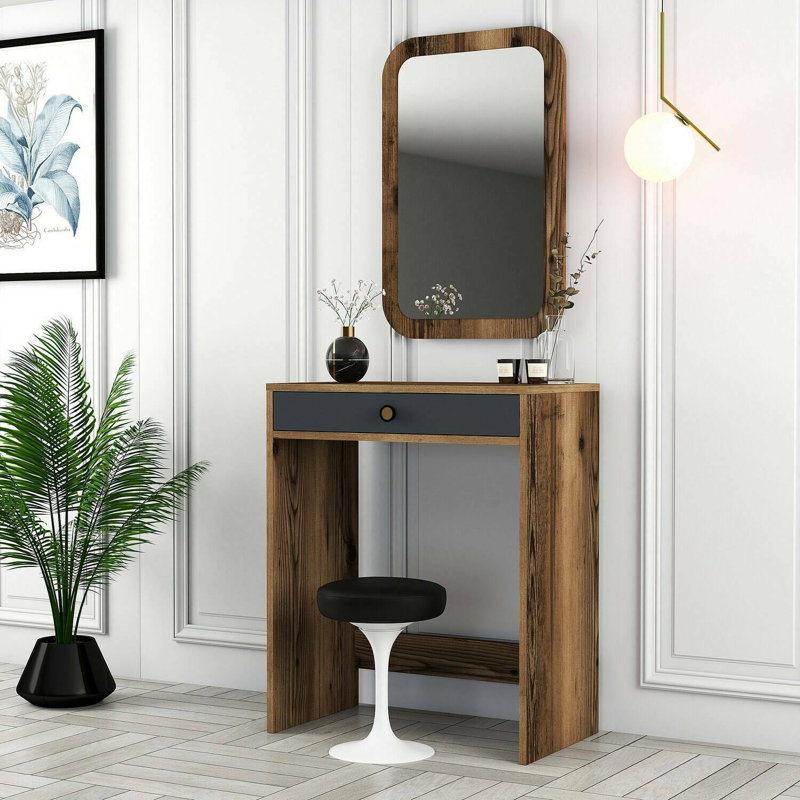 Davis Writing Desk, Walnut/Anthracite