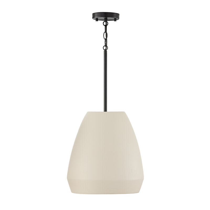 Luminaire suspendu en terre cuite fabriqué à la main l 16 po x H 15 po noir mat, Terre cuite ivoire