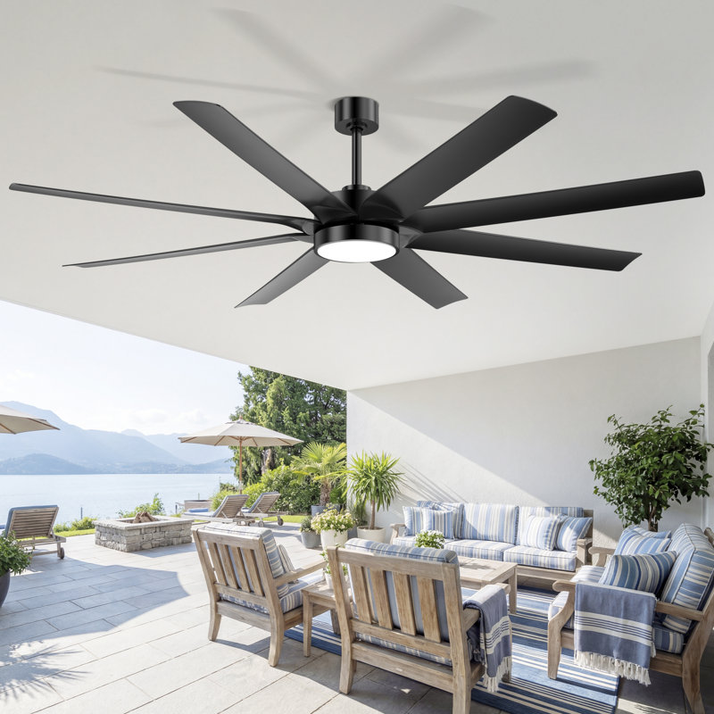 Ventilateur de plafond 72 pales de 72 pouces avec lumières et télécommande, ventilateur moderne noir avec moteur à courant continu réversible