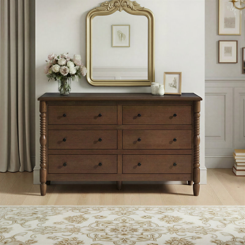 Commode 6 tiroirs Jarrell, Brun foncé