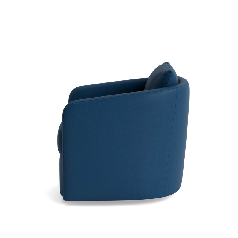 Astrid Leather Swivel Chair, Leather - Deep Blue