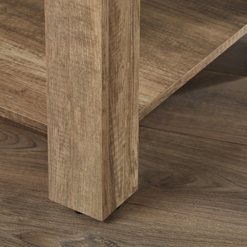 Allred Four Leg Coffee Table with Storage, Oak