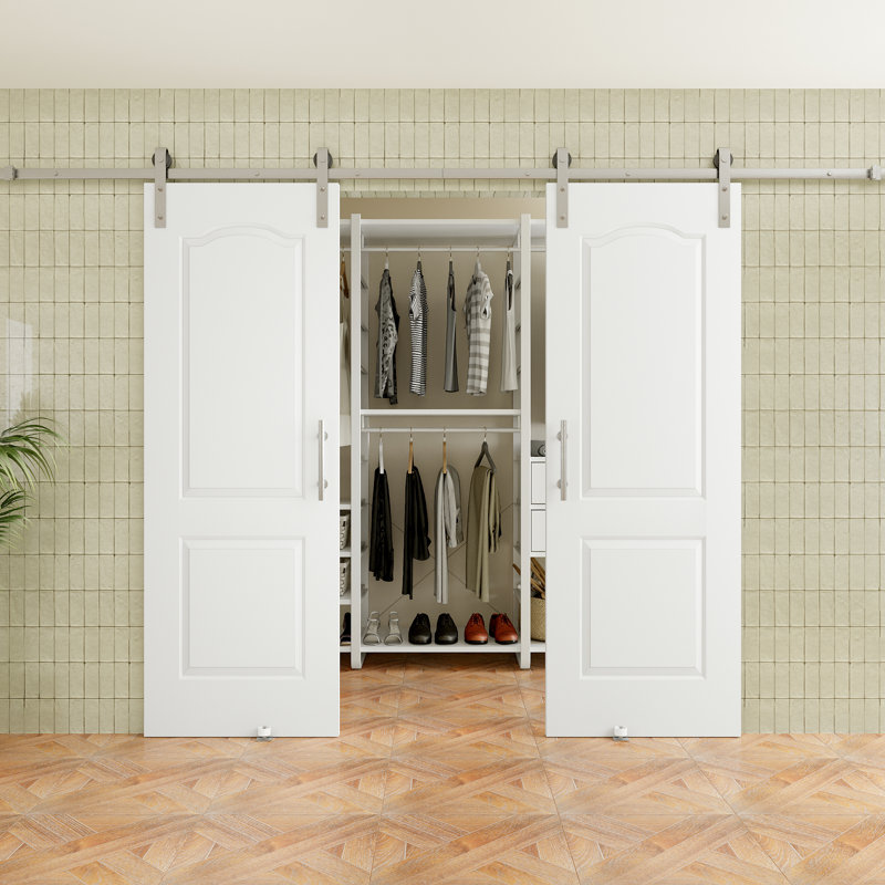 Porte de grange coulissante en bois 80 po H 2Lite, 56 po x 80 po