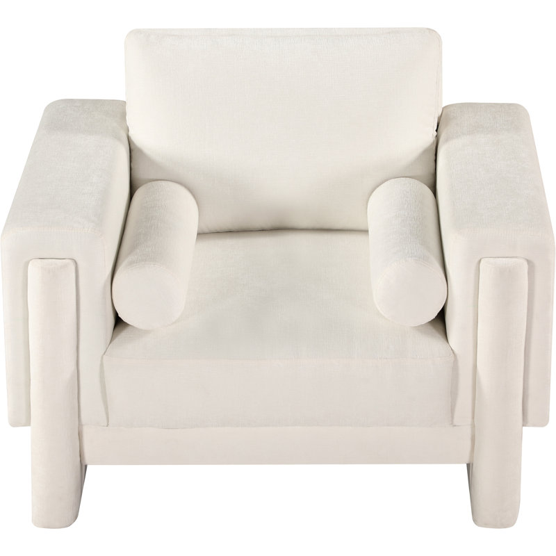 Izziah Upholstered Armchair, Cream Chenille Fabric