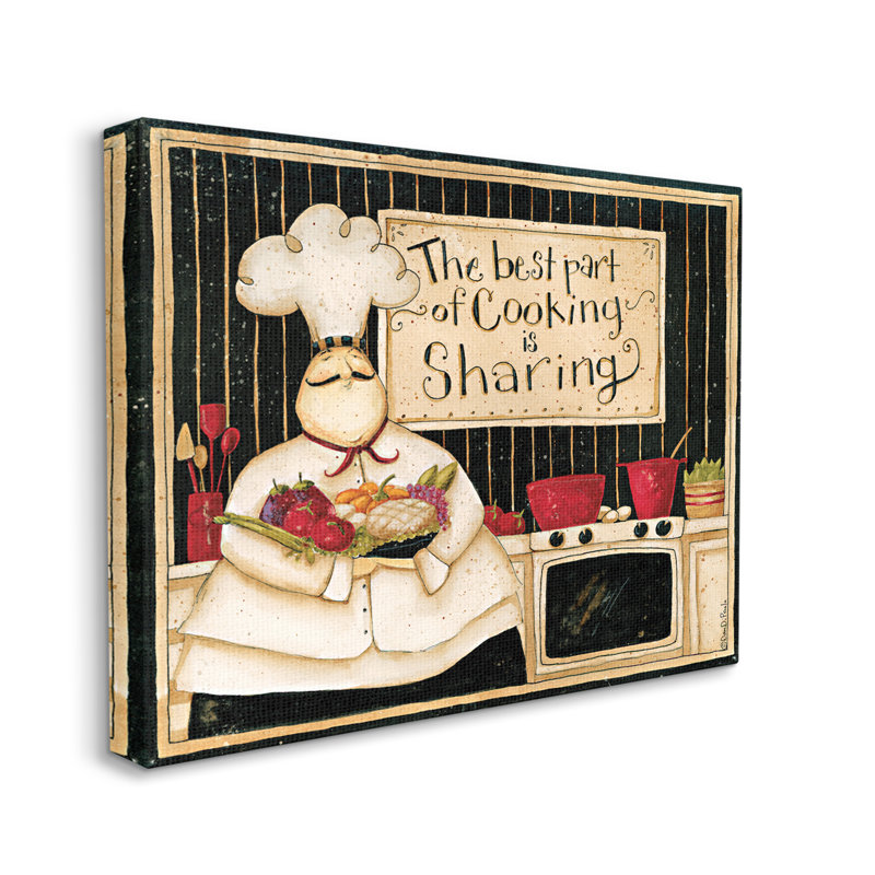 «Cuisiner, c'est partager une phrase» par Dan DiPaolo - impression d'art graphique, Toile tendue, H 30 po x l 40 po x 1,5 po