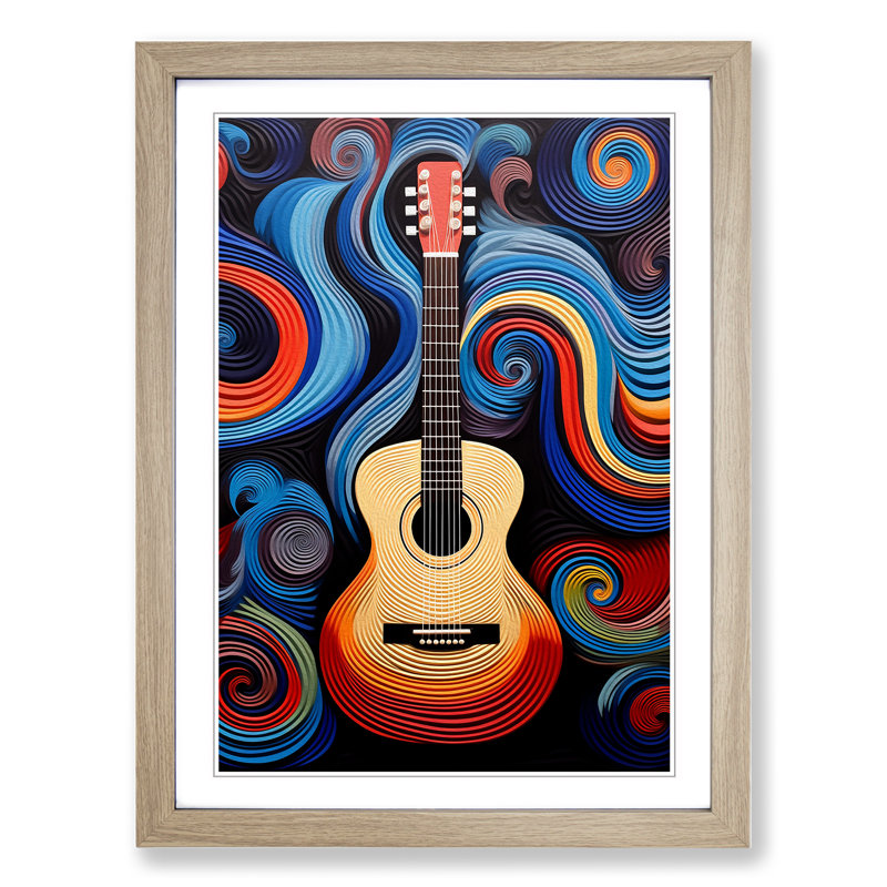 Acoustic Guitar Op - Framed Print, Oak , 34cm H x 25cm W x 2cm D