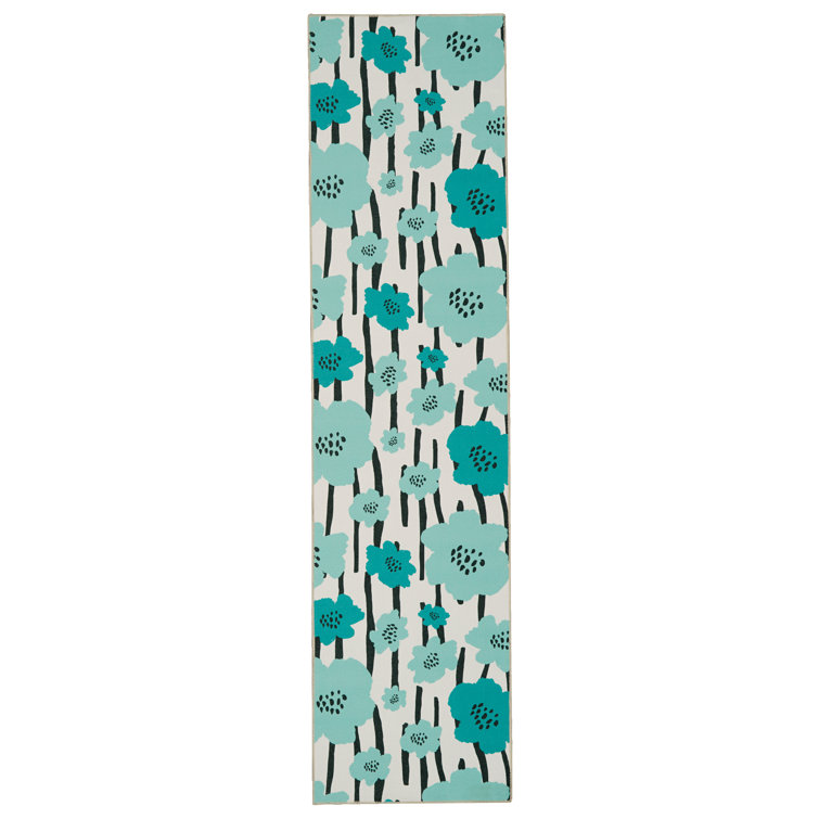 Migliore Machine Washable Blue and Ivory Area Rug